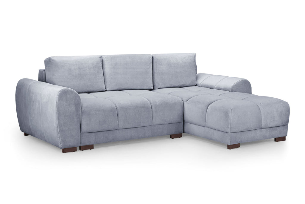 Azzuro universal corner sofa bed grey plush velvet
