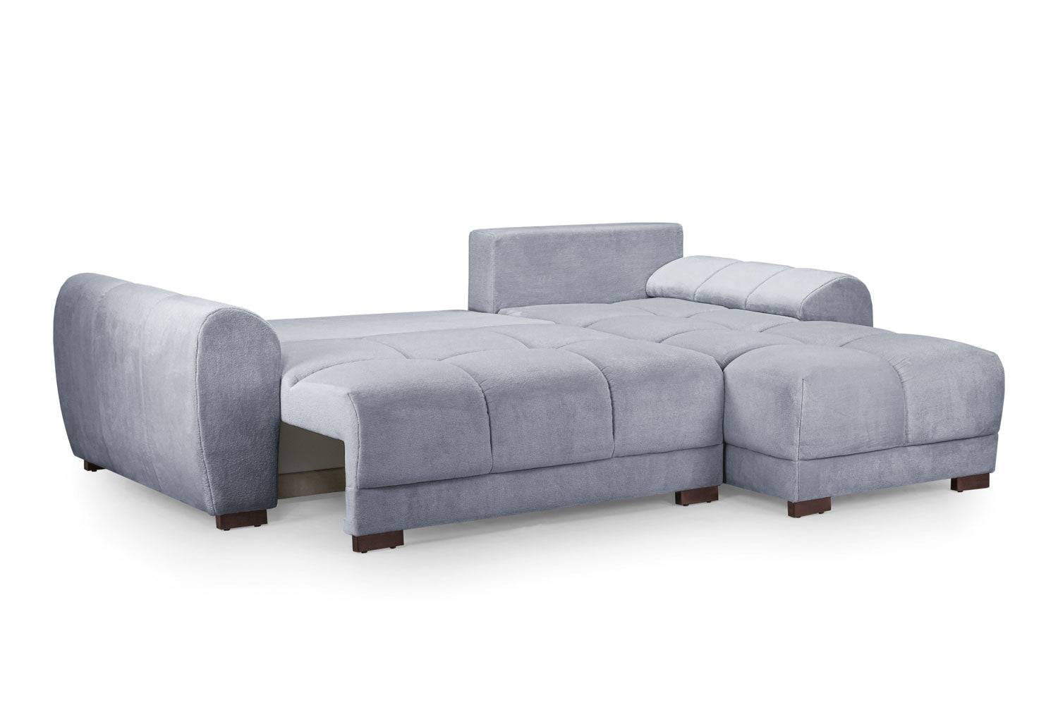 Azzuro universal corner sofa bed grey plush velvet