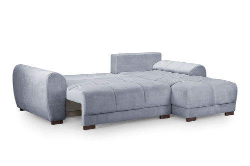 Azzuro corner sofa bed grey plush velvet