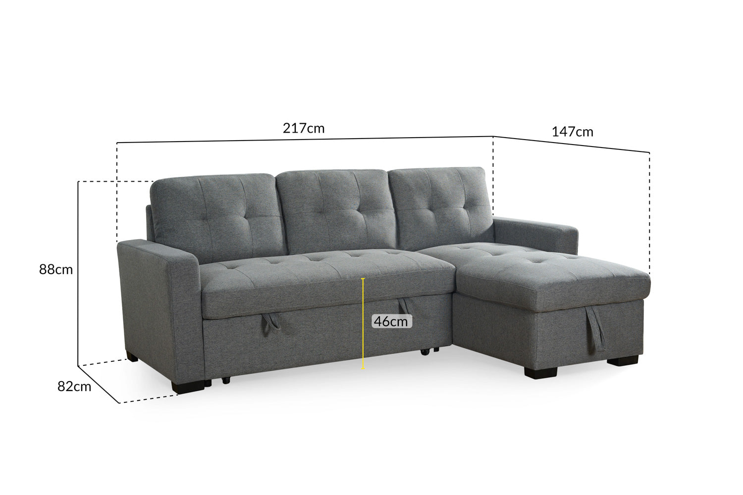 Alder Universal Corner Sofa Bed – Grey Chenille