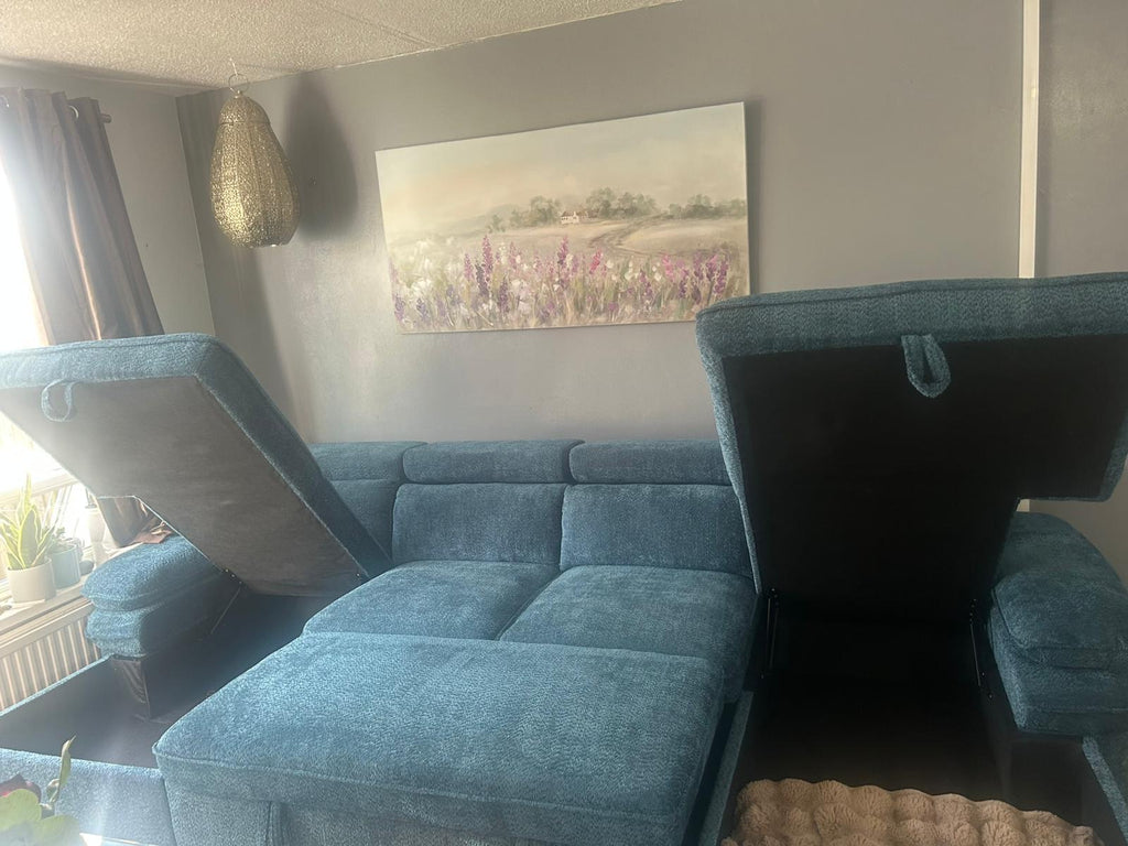 Hudson U Shape Sofabed Blue