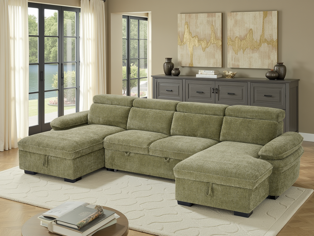 Hudson U Shape sofabed green