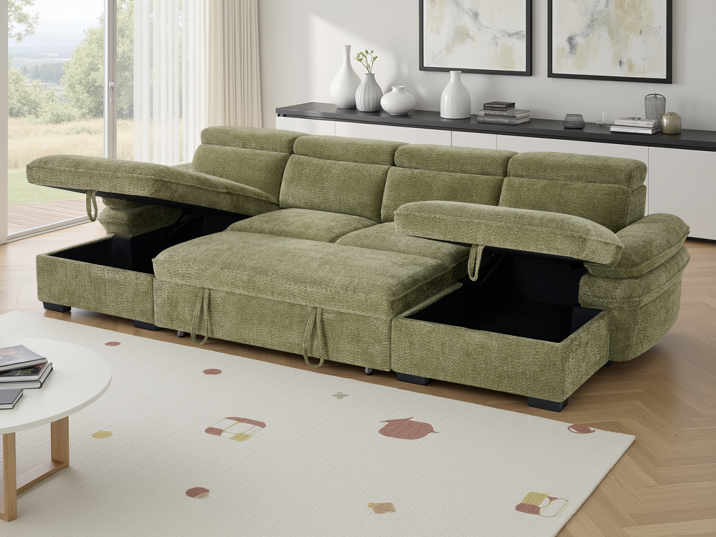 Hudson U Shape sofabed green