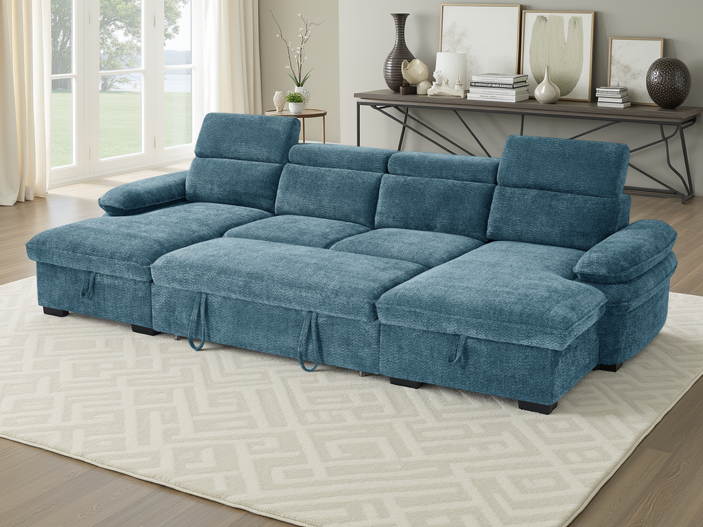 Hudson U Shape Sofabed Blue