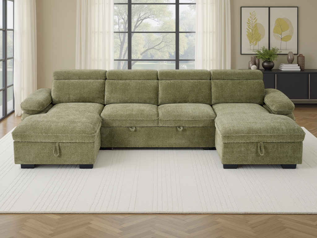 Hudson U Shape sofabed green