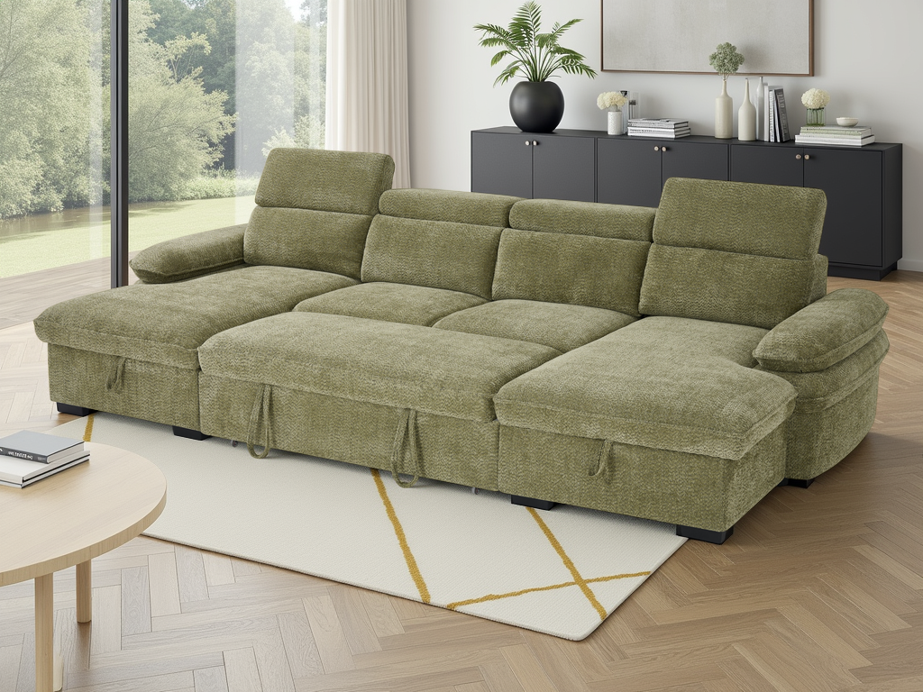 Hudson U Shape sofabed green
