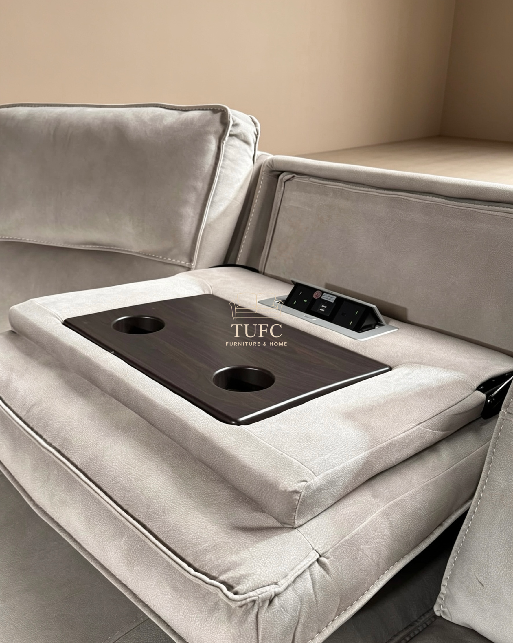 Excalibur Power Recliner Corner Sofa Stone grey
