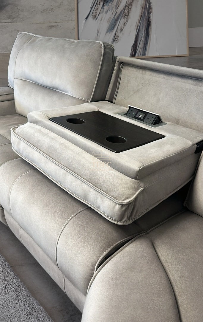 Excalibur Power Recliner Corner Sofa Stone grey