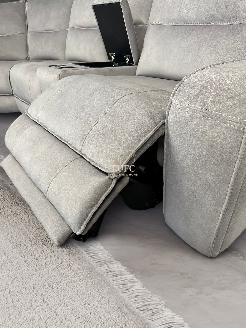 Excalibur Power Recliner Corner Sofa Stone grey