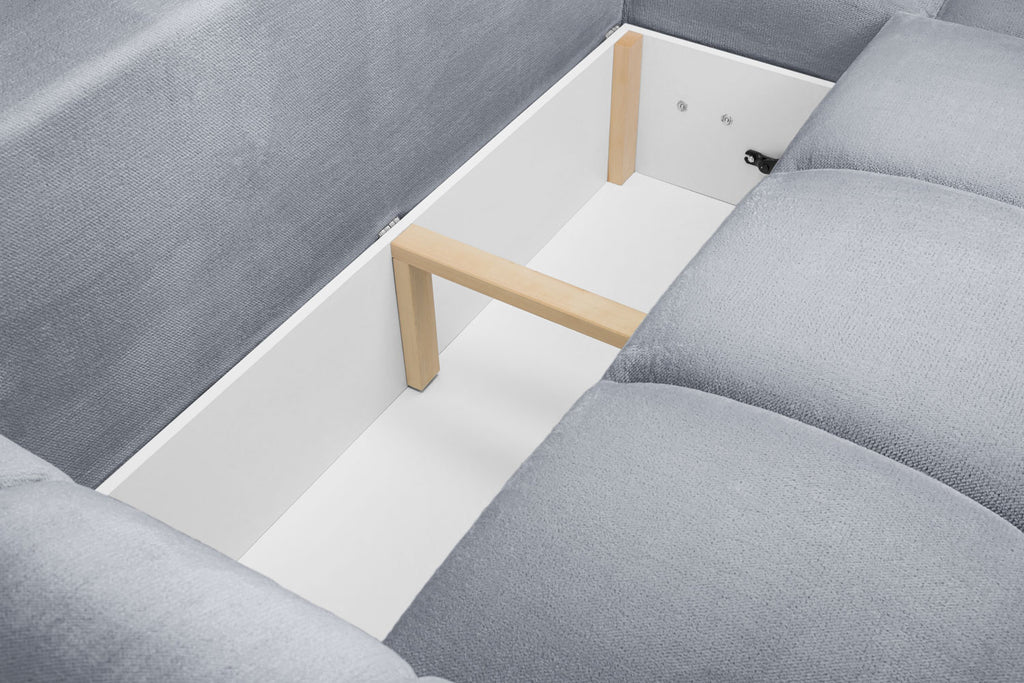 Azzuro universal corner sofa bed grey plush velvet