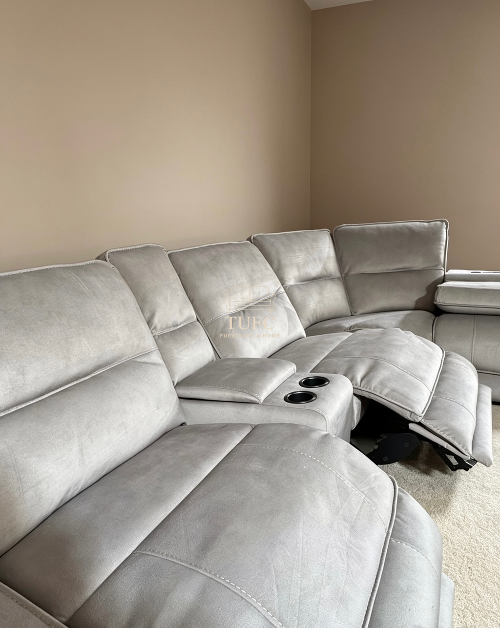 Excalibur Power Recliner Corner Sofa Stone grey