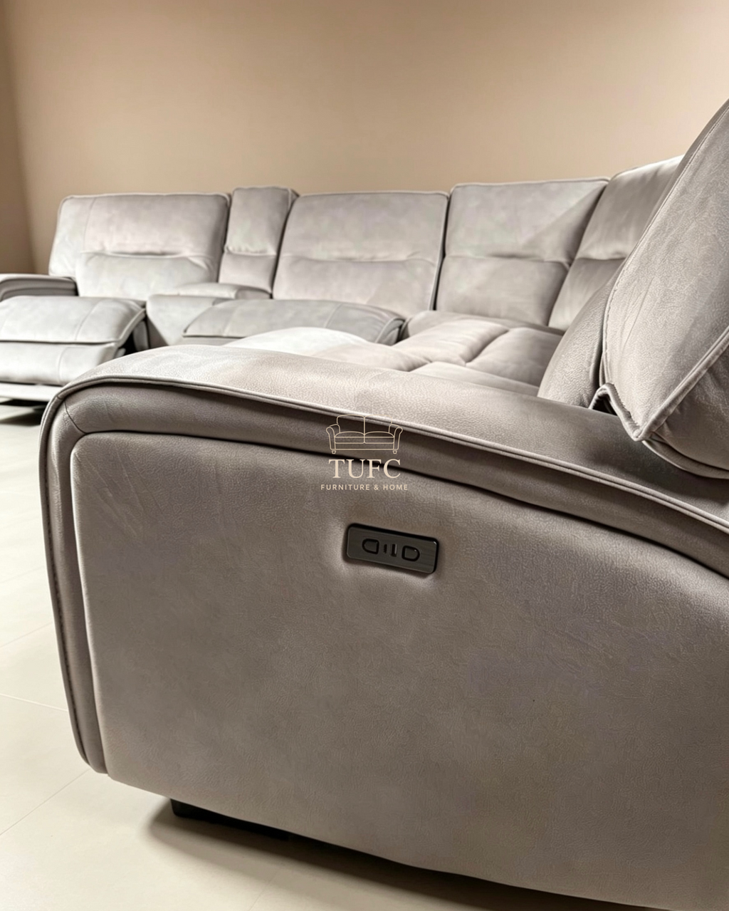 Excalibur Power Recliner Corner Sofa Stone grey