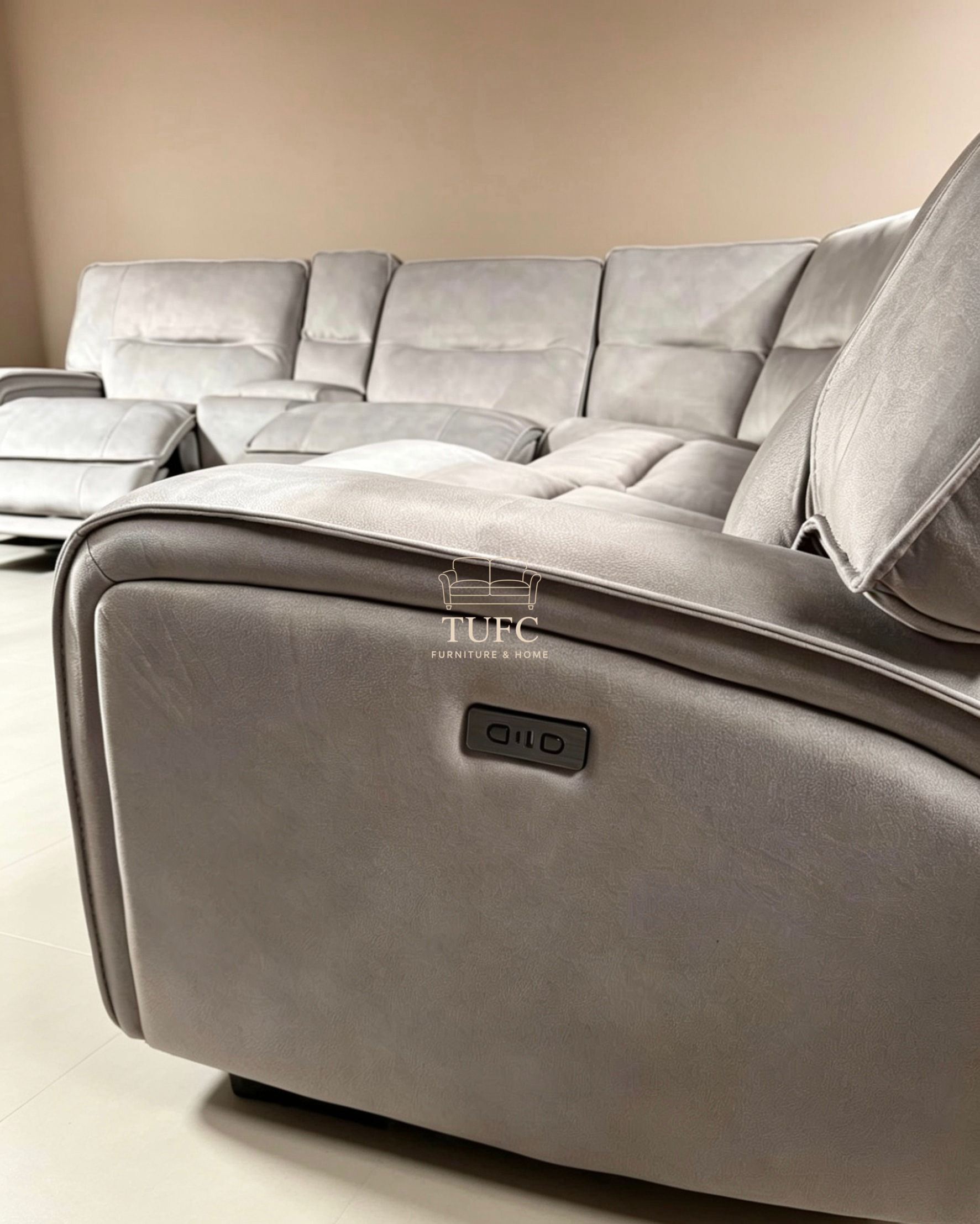 Excalibur Power Recliner Corner Sofa Stone grey