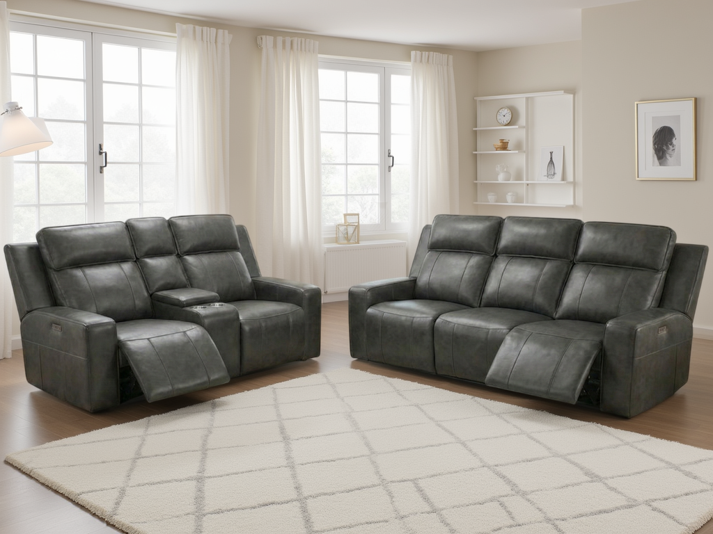 Barcelona 2 seater power Recliner grey