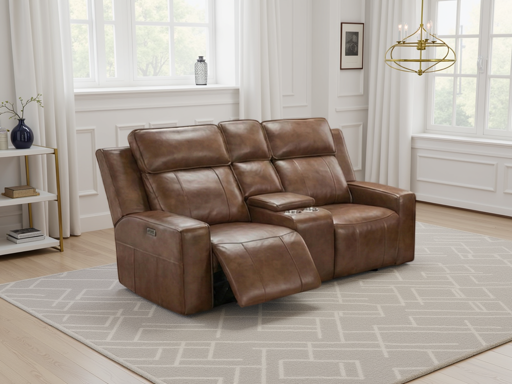 Barcelona 2 seater power Recliner Brown