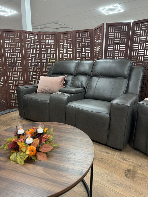 Barcelona 2 seater power Recliner grey