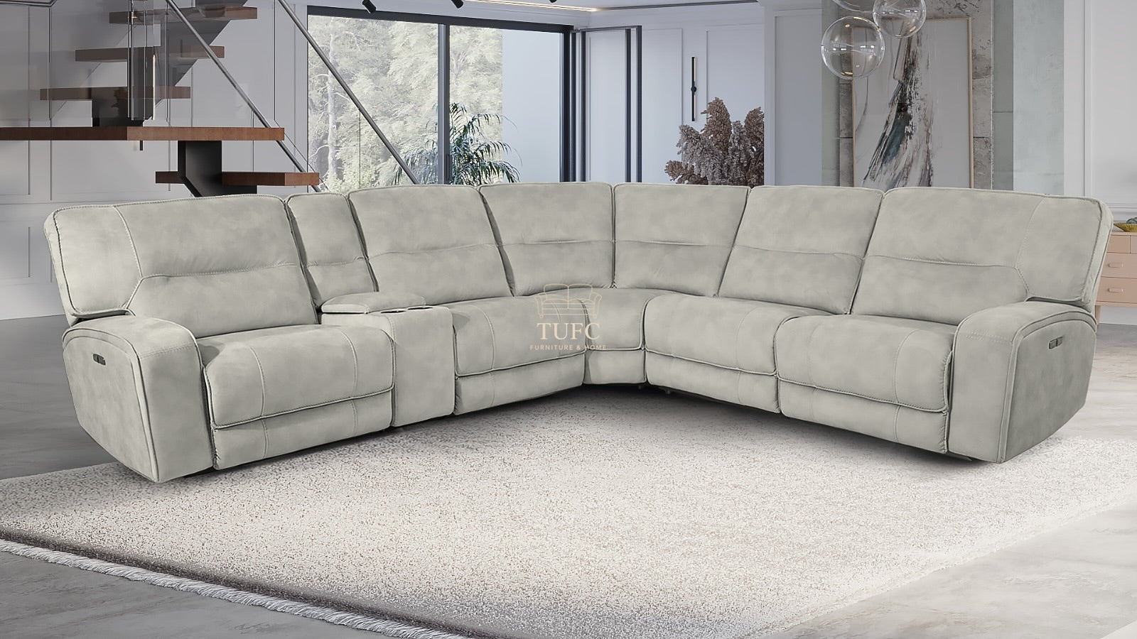 Excalibur Power Recliner Corner Sofa Stone grey