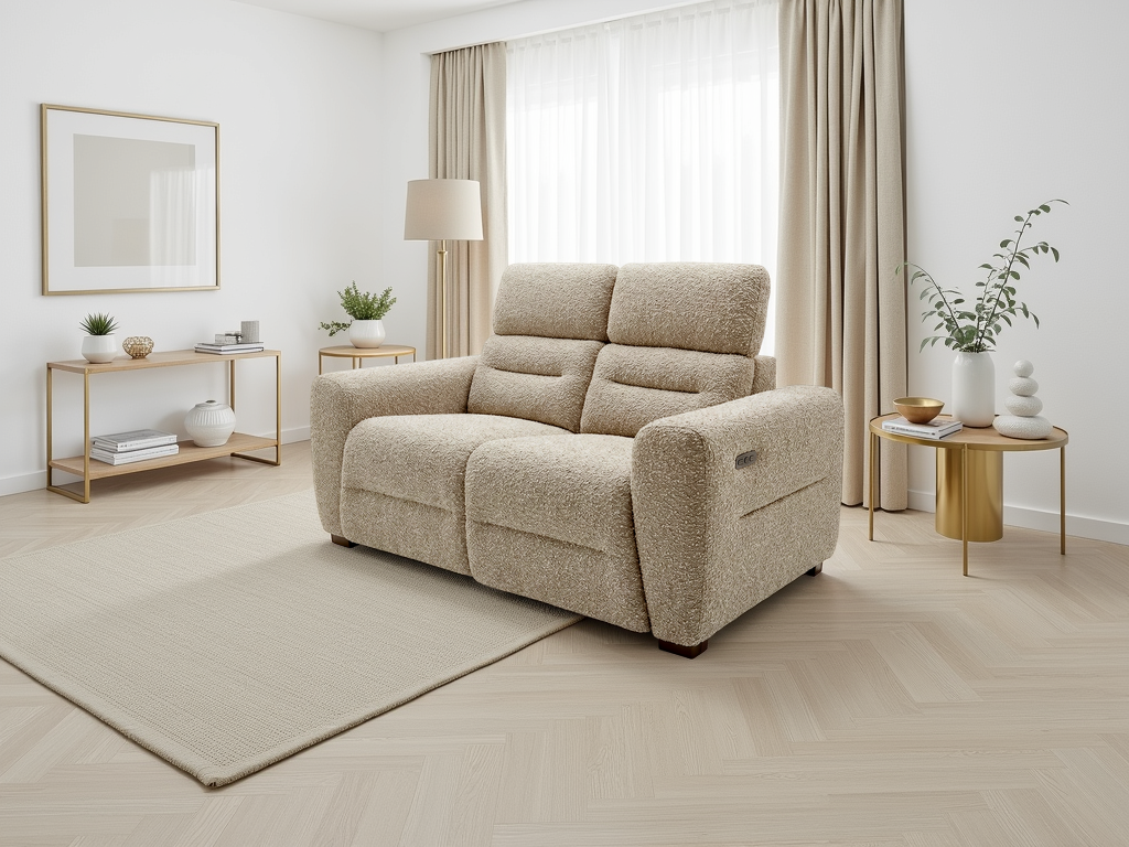 Tokyo 2 seater power recliner beige