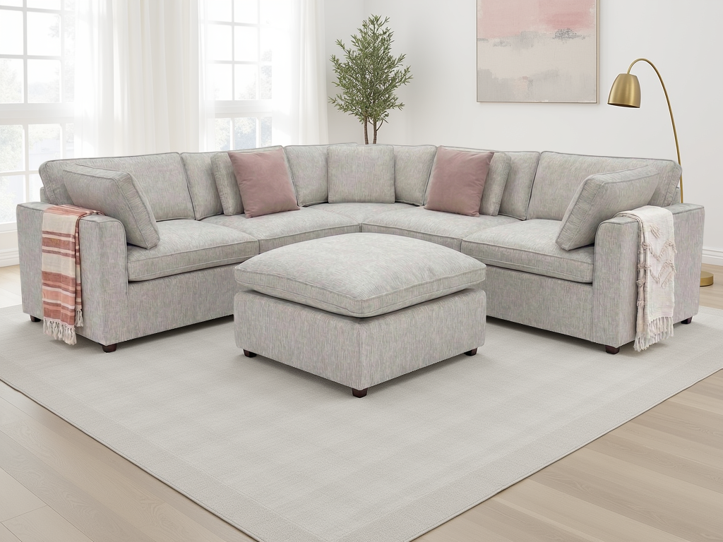 Santorini Large Corner with Footstool Grey