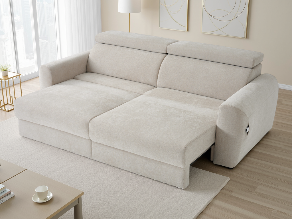 Dakota 3 seater power slider beige