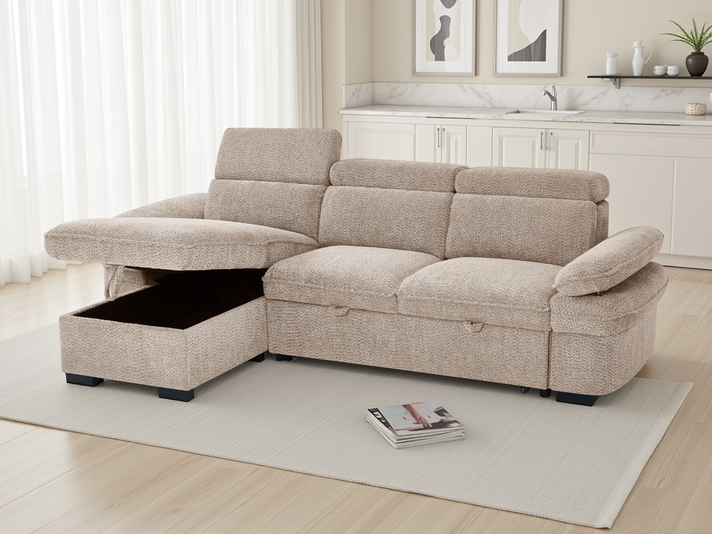 Hudson universal corner sofabed beige