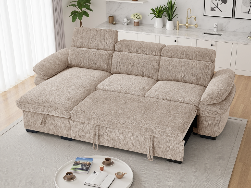 Hudson universal corner sofabed beige