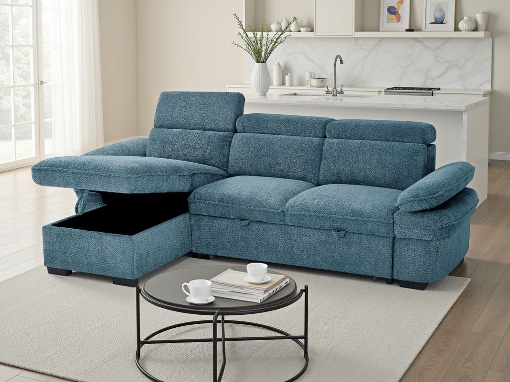 Hudson universal corner Sofabed blue