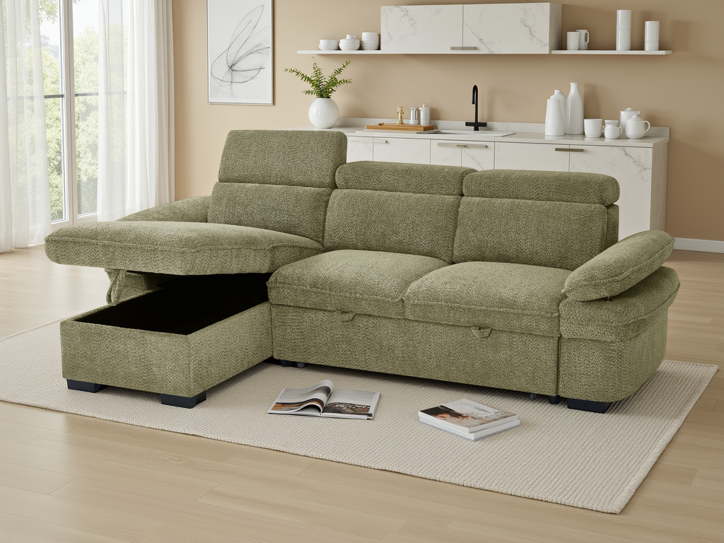 Hudson universal corner Sofabed green