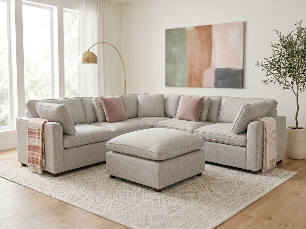 Santorini Large Corner with Footstool Grey