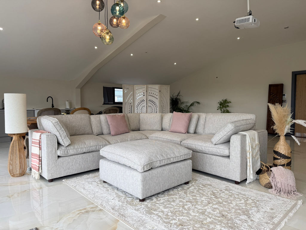 Santorini Large Corner with Footstool Grey