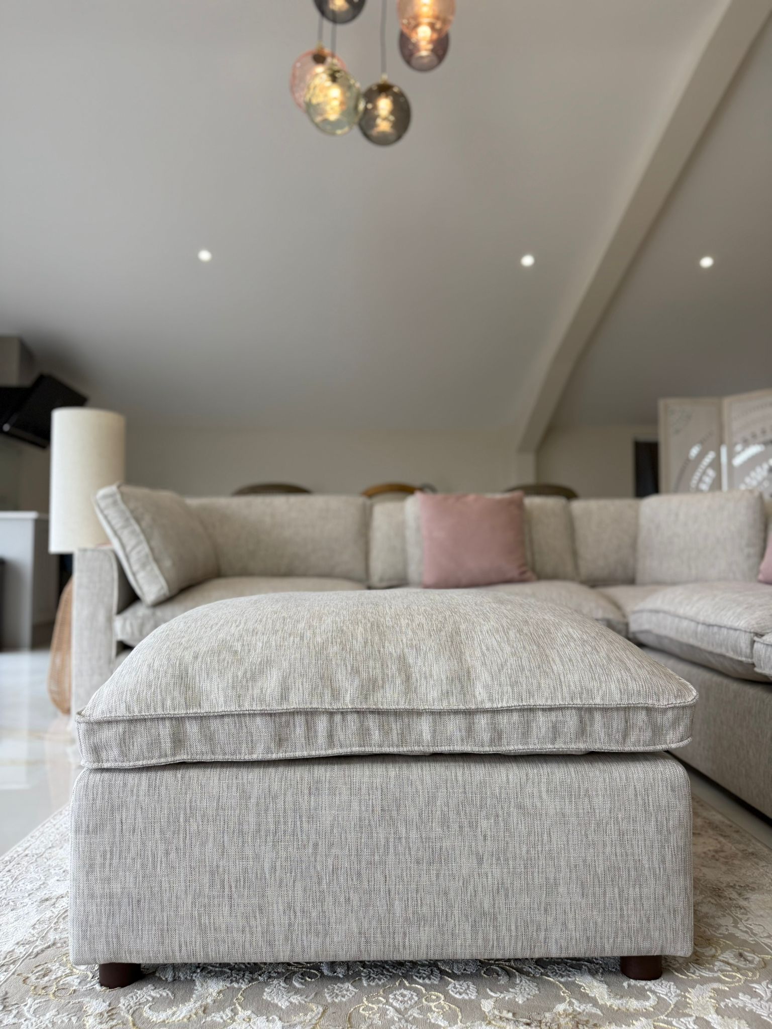 Santorini Large Corner with Footstool Grey
