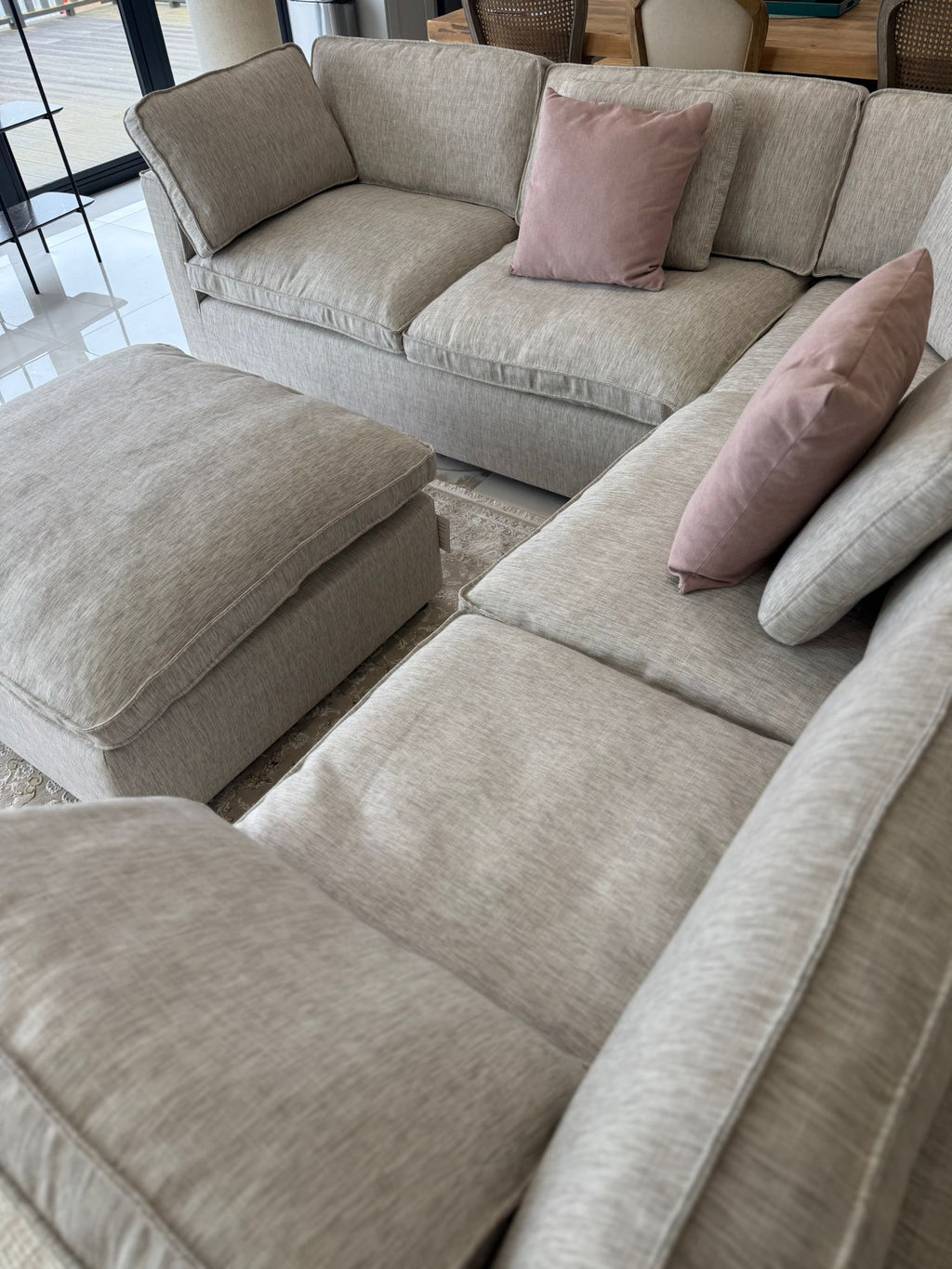 Santorini Large Corner with Footstool Grey