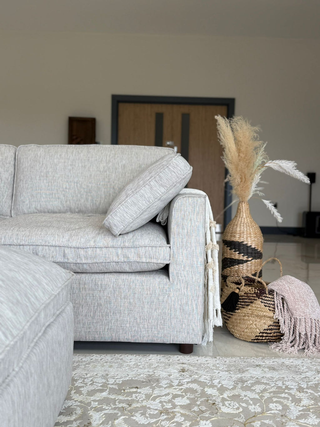 Santorini Large Corner with Footstool Grey