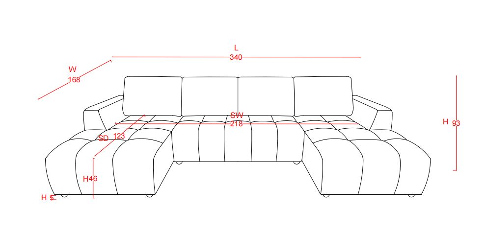 Shanghai U Shape Sofabed Grey
