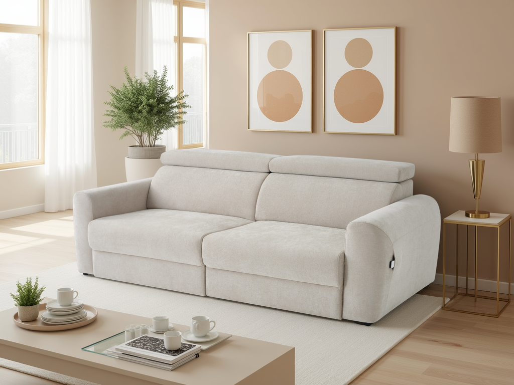 Dakota 3 seater power slider beige