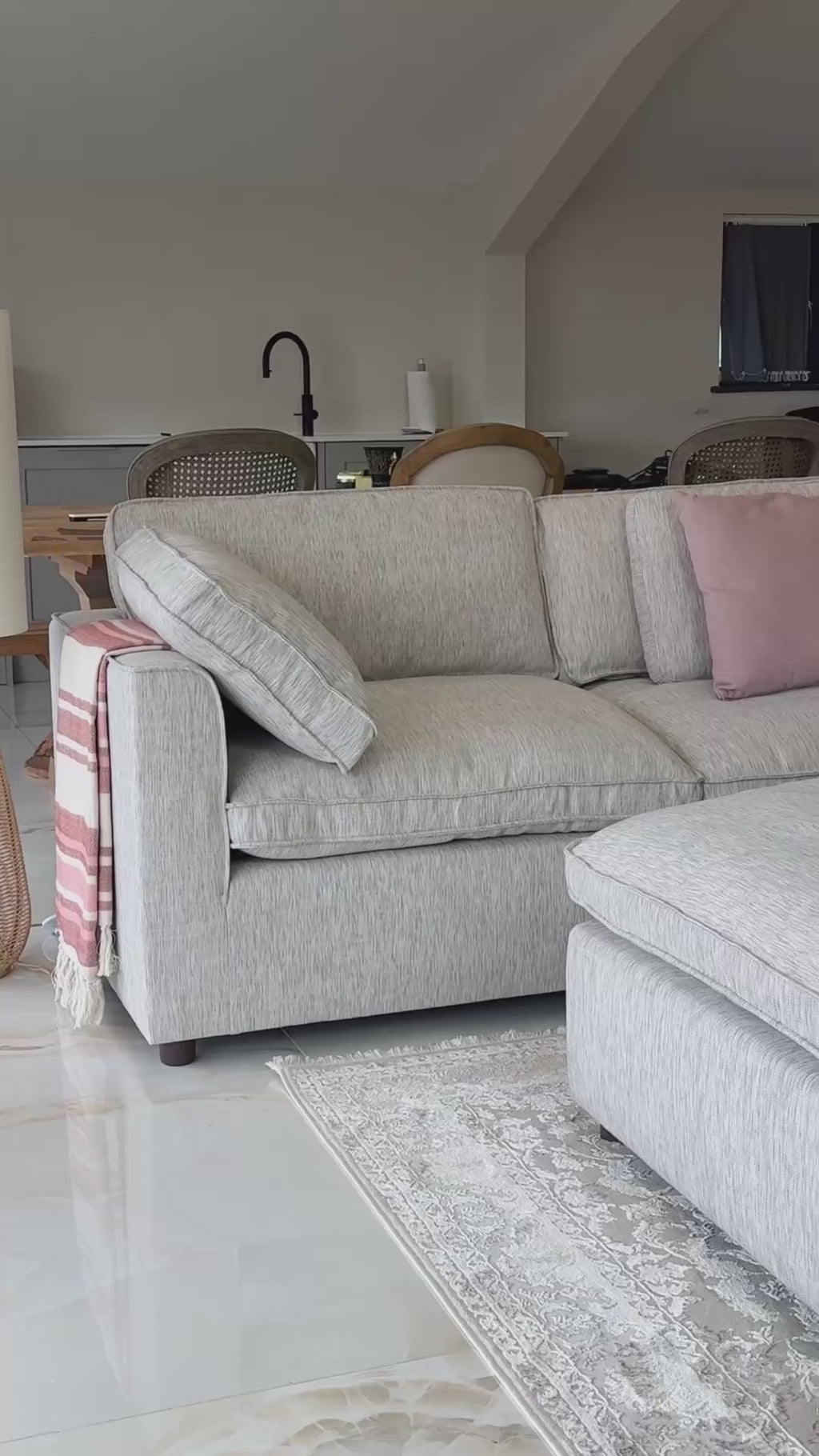 Santorini Large Corner with Footstool Grey